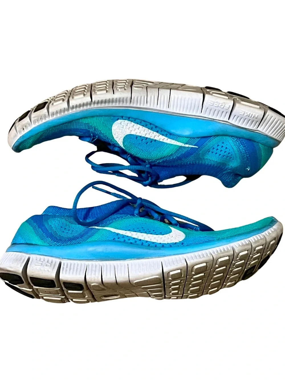 Nike Free Flyknit 5.0 Blue Turquoise Running Shoes Women’s Size 9.5